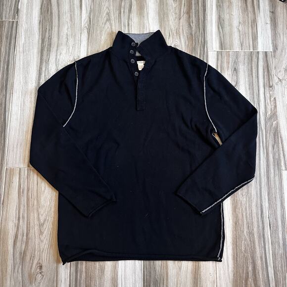 Carbon 2 Cobalt Sweater Black Men’s XL Cashmere Blend Gloaming Henley Pullover - Picture 1 of 6
